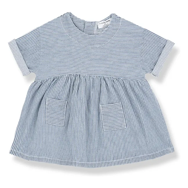 Striped Margalida Denim Dress Organic Cotton | Light Blue