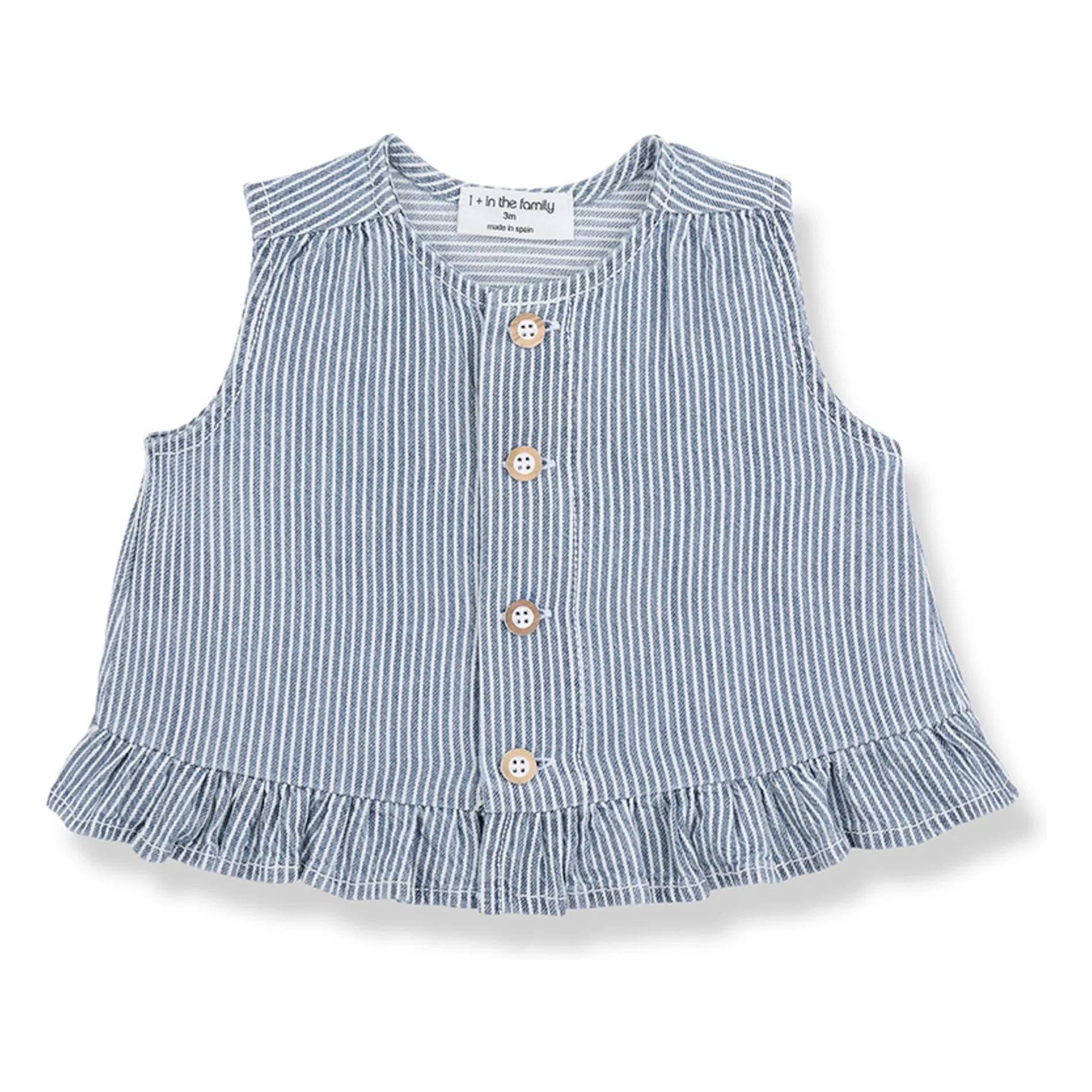 1+ In The Family Light Blue Alcudia Striped Denim Blouse Organic Cotton