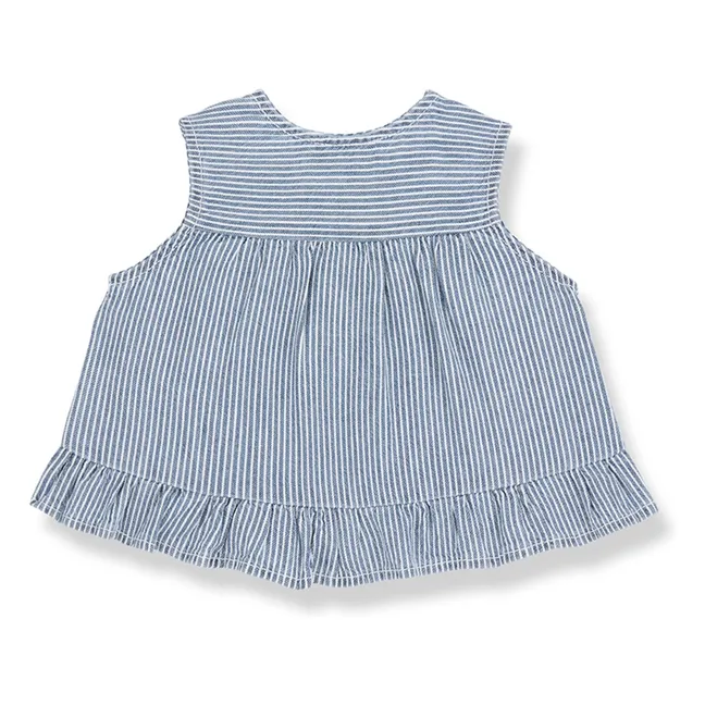 Alcudia Striped Denim Blouse Organic Cotton | Light Blue