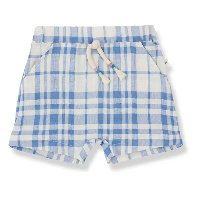 Short Gola Carreaux Lin | Bleu ciel
