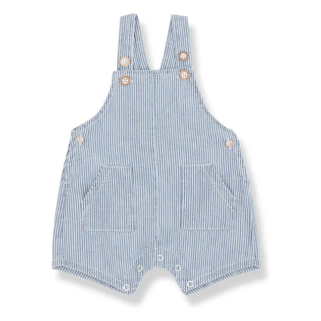 Striped Denim Talaies Organic Cotton Dungarees | Light Blue