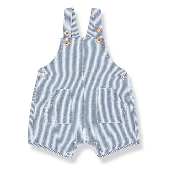 Striped Denim Talaies Organic Cotton Dungarees | Light Blue- Product image n°0