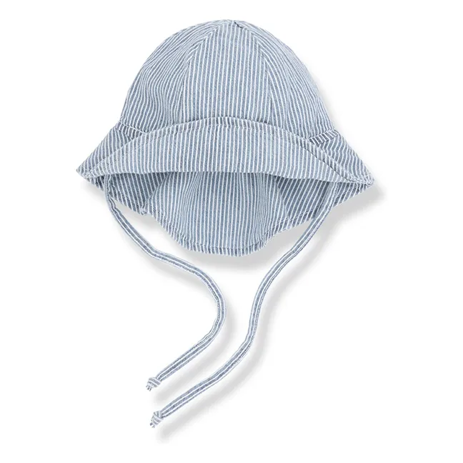 Inca Striped Organic Cotton Denim Hat | Light Blue