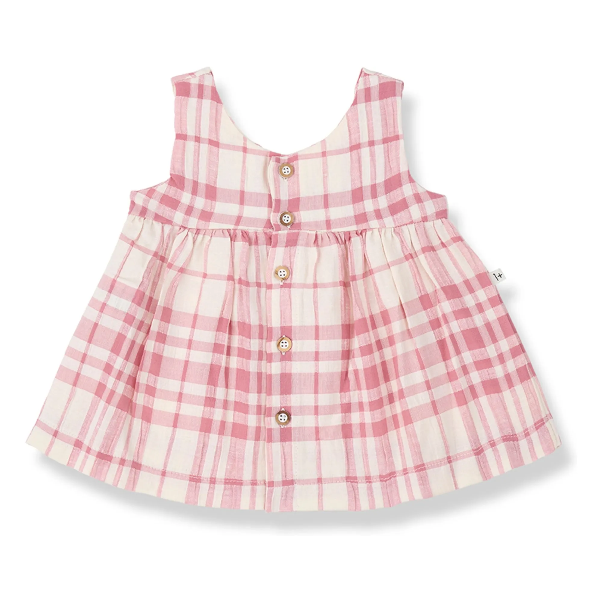 1+ In The Family Blush Aranella Linen Check Dress