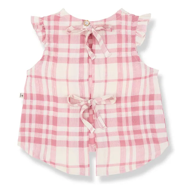 Ferrosa Linen plaid blouse | Blush