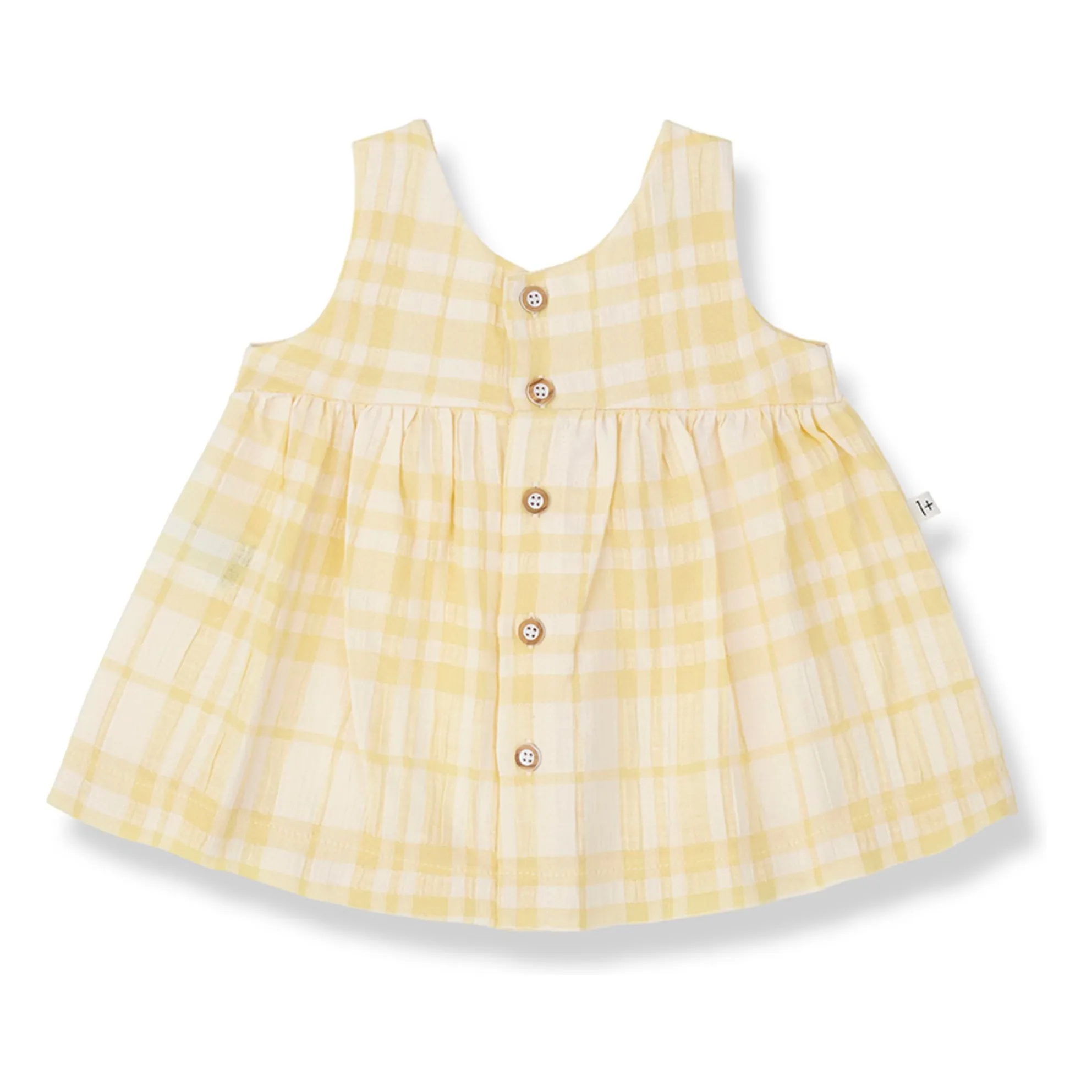 1+ In The Family Yellow Aranella Linen Check Dress