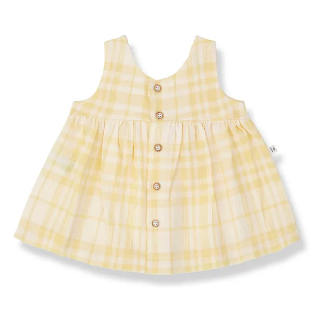 Aranella - Vestito in lino a quadri | Giallo