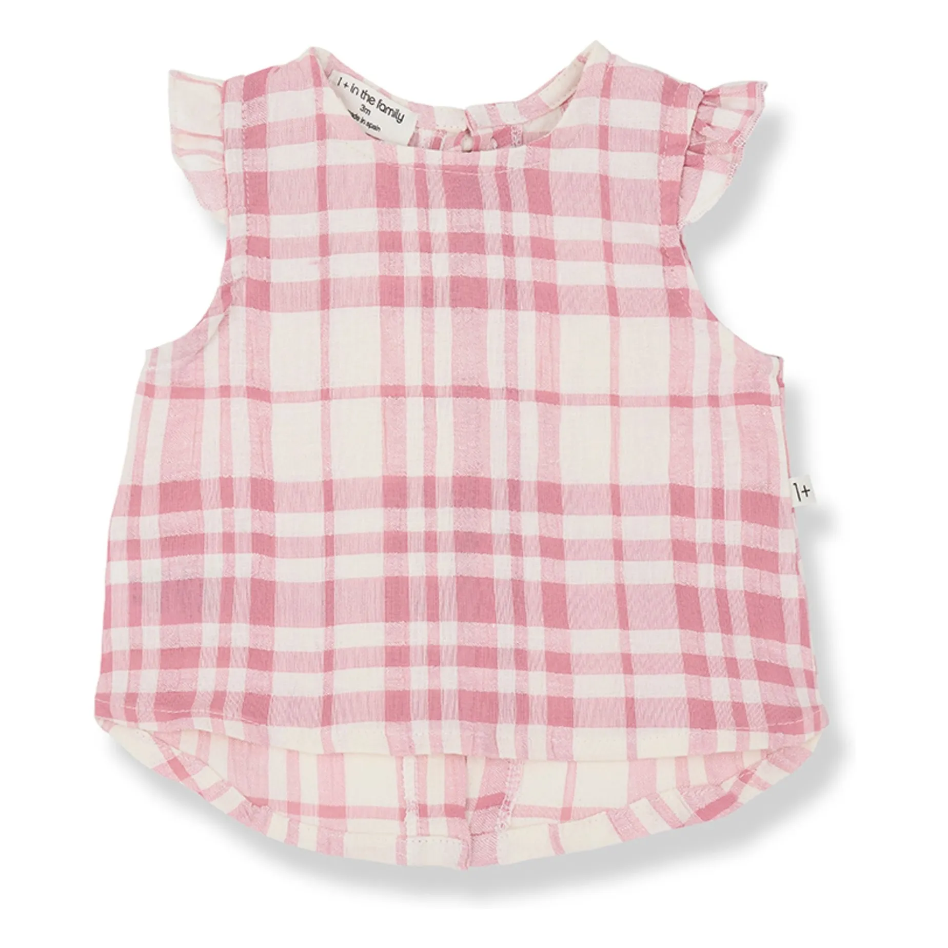 1+ In The Family Blush Ferrosa Linen Plaid Blouse