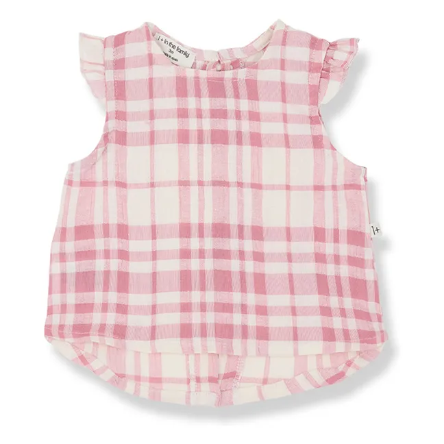 Blouse Ferrosa Carreaux Lin | Blush