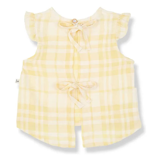 Bluse Ferrosa Kariert Leinen | Gelb