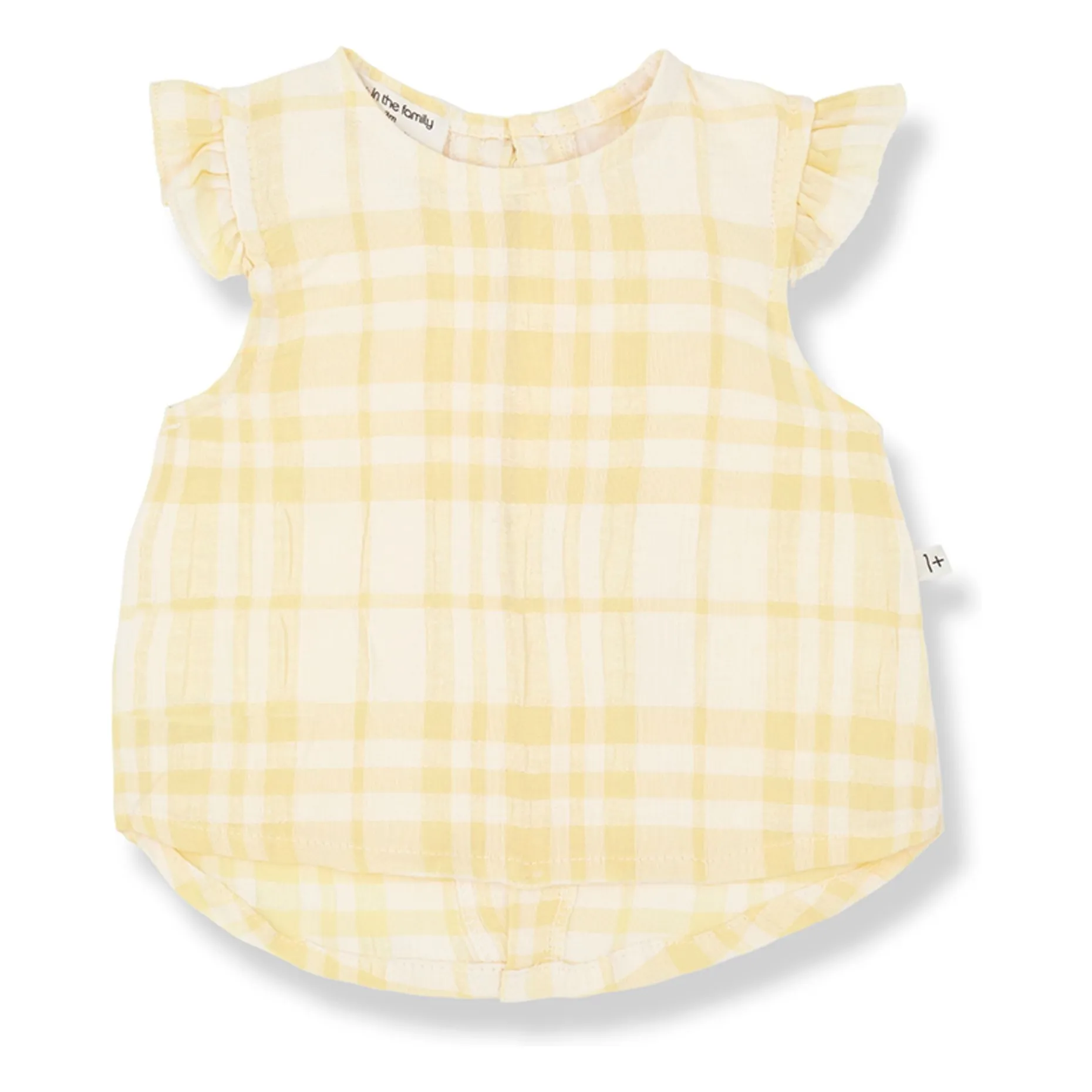 1+ In The Family Yellow Ferrosa Linen Plaid Blouse