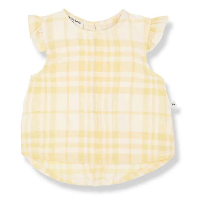 Bluse Ferrosa Kariert Leinen | Gelb