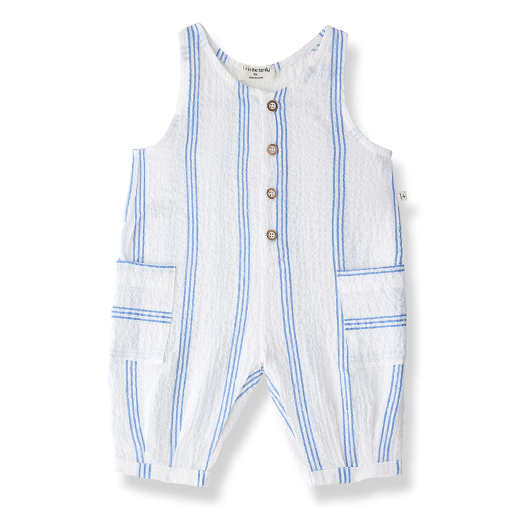 1+ In The Family Light Blue Montjoi Striped Jumpsuit