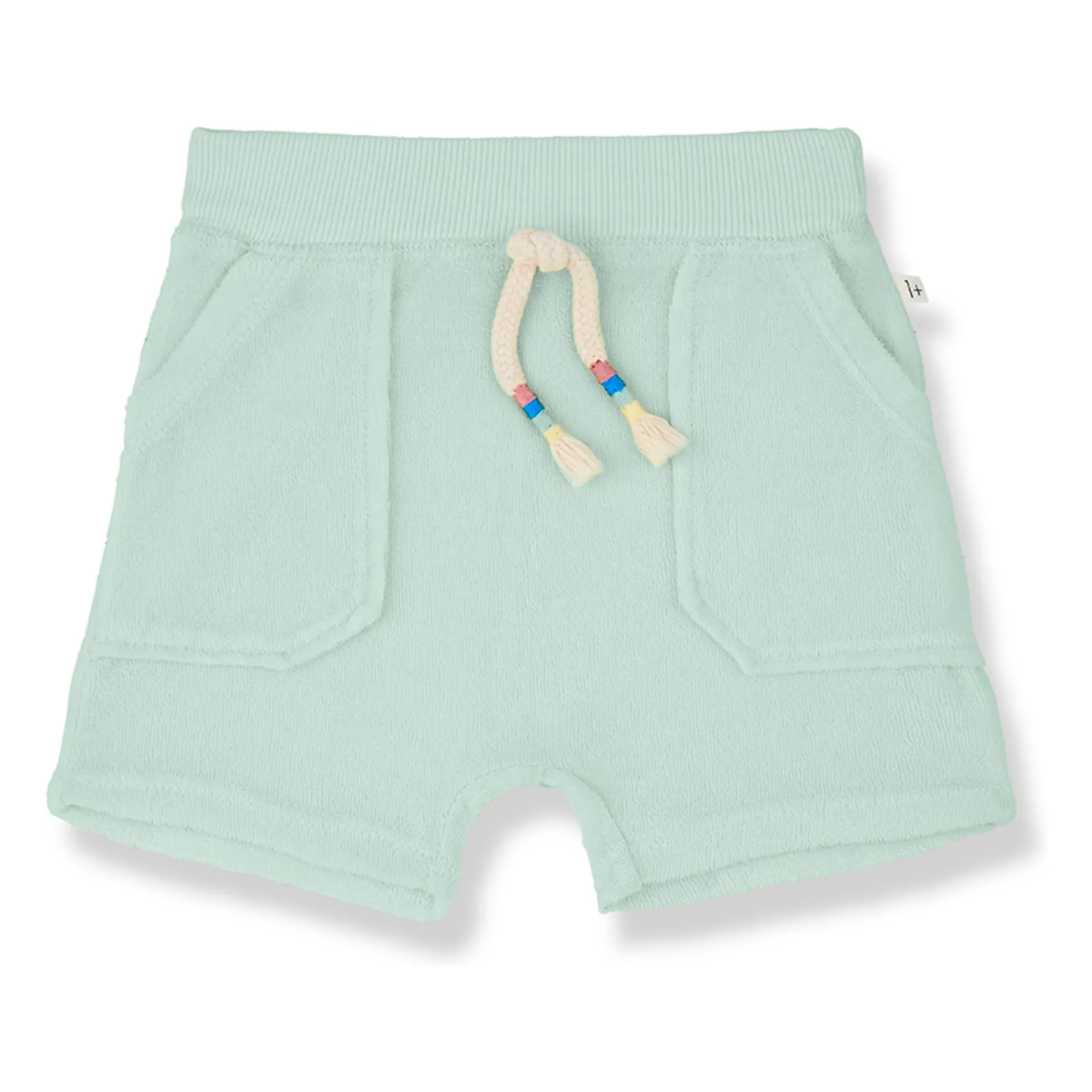 1+ In The Family Almond Green Buger Terry Shorts