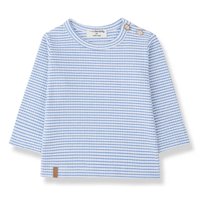 Camiseta de rayas acanalada Perello  | Azul Cielo