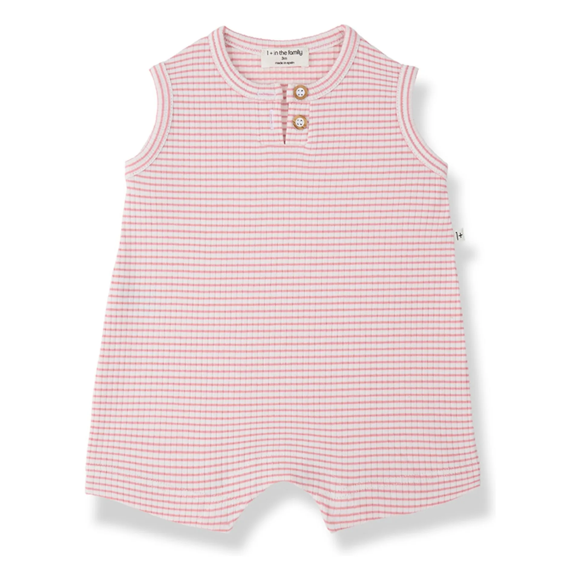 1+ In The Family Blush Striped Vendrell Ribbed Playsuit