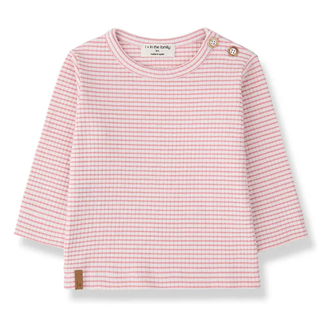 T-shirt Côtelé Perello Rayé  | Blush