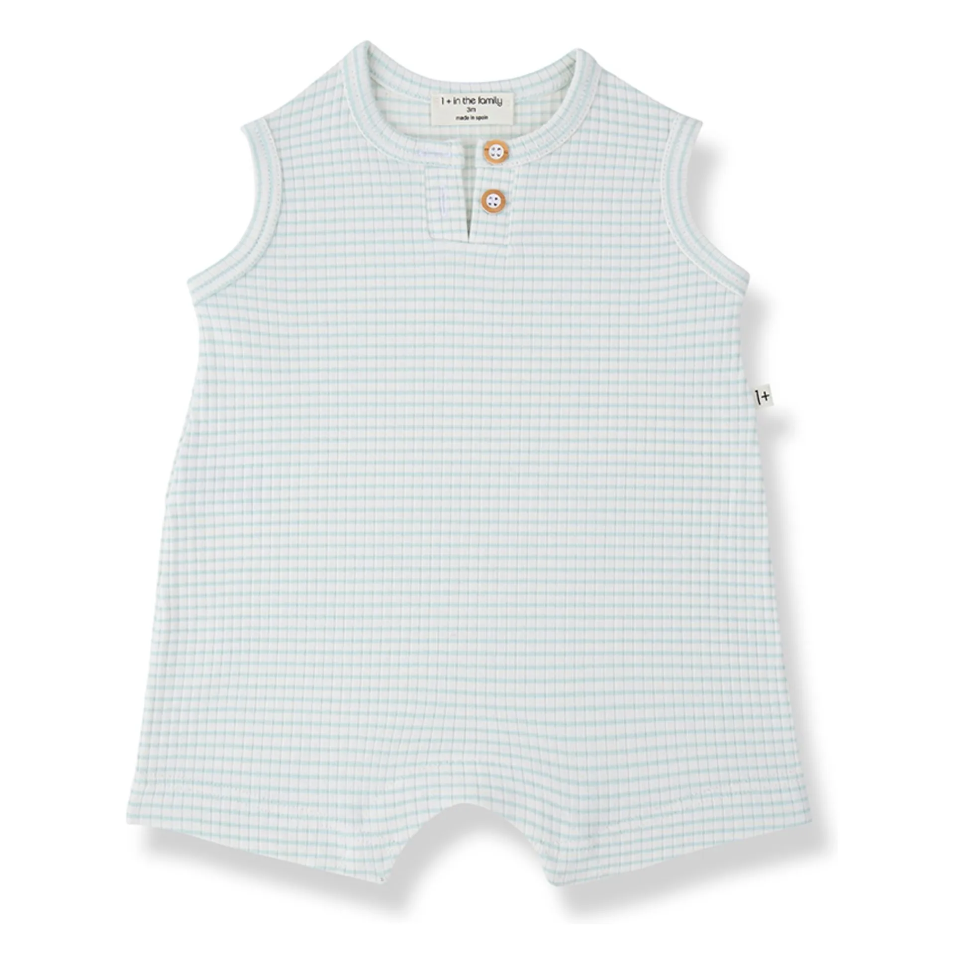 1+ In The Family Almond Green Striped Vendrell Ribbed Playsuit