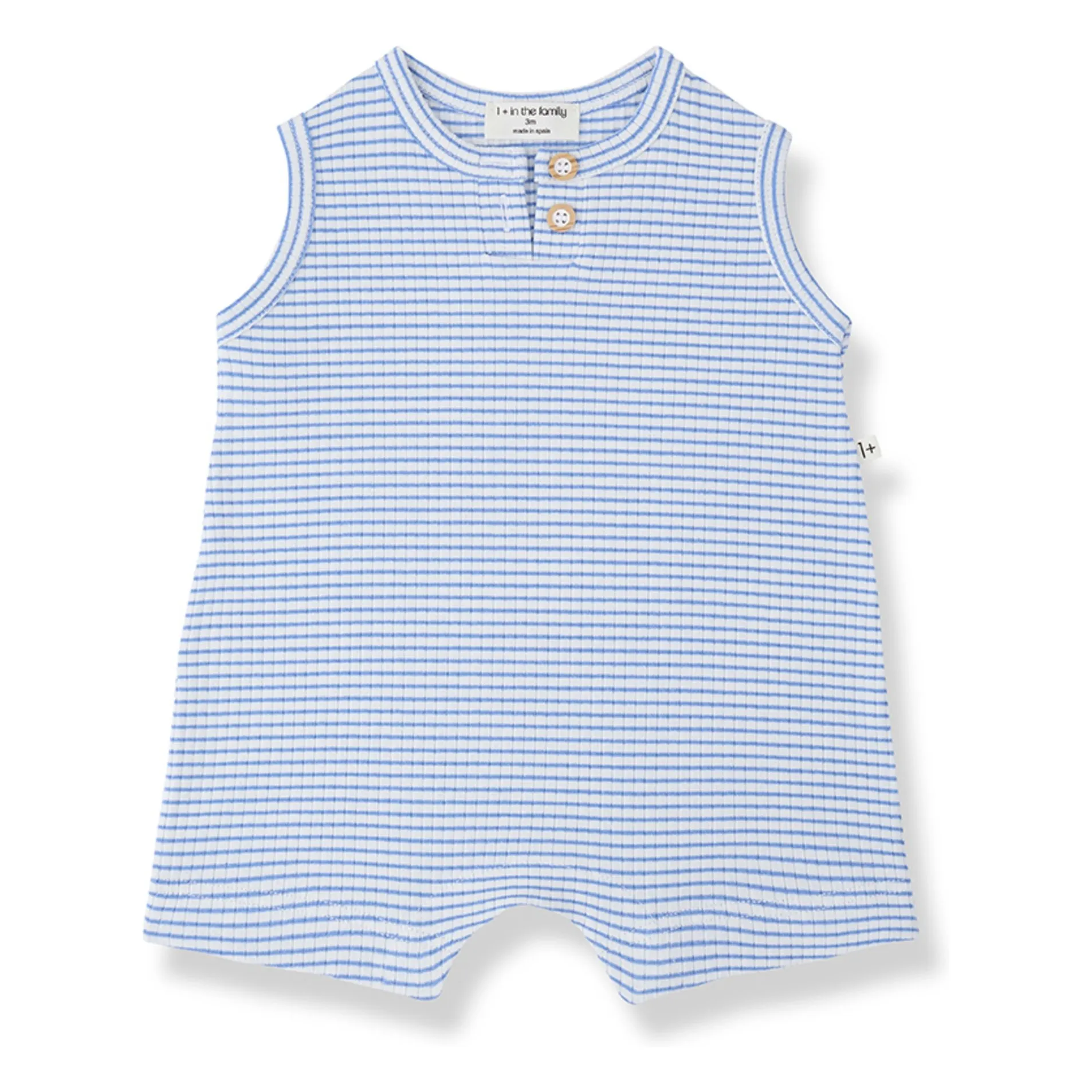 1+ In The Family Light Blue Striped Vendrell Ribbed Playsuit