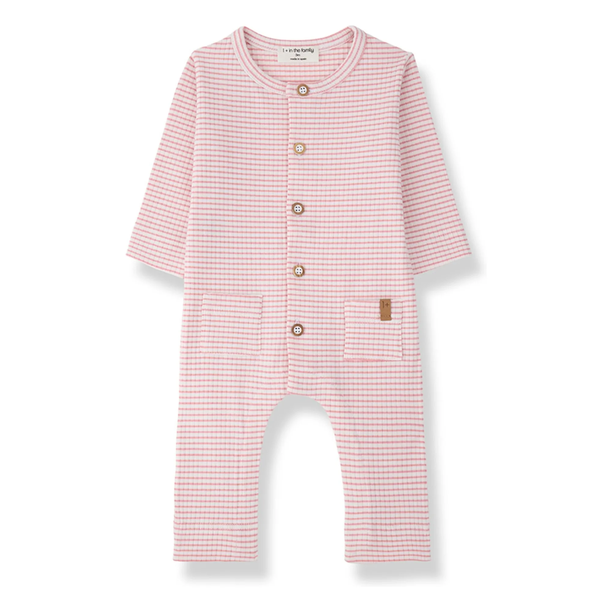 1+ In The Family Blush Striped Cambrils Ribbed Pyjamas
