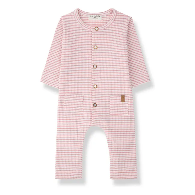 Striped Cambrils Ribbed Pyjamas | Blush