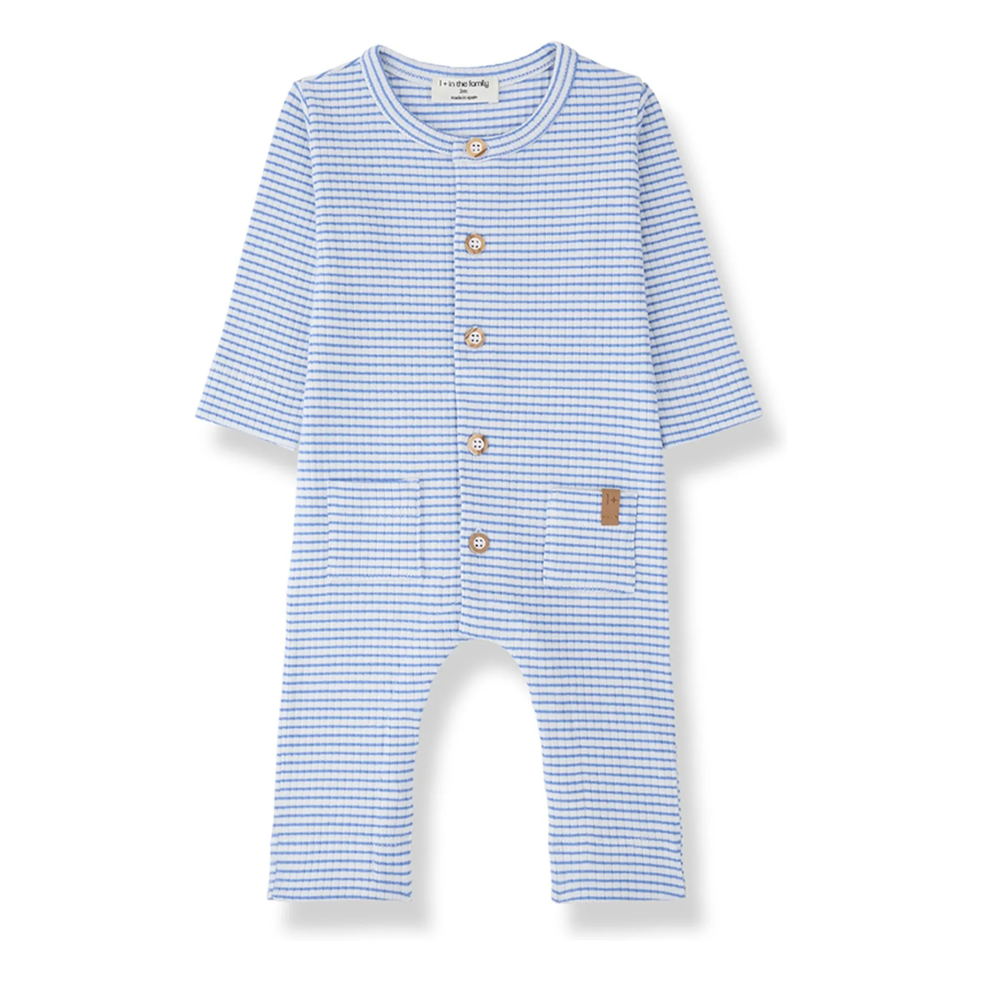 1+ In The Family Light Blue Striped Cambrils Ribbed Pyjamas