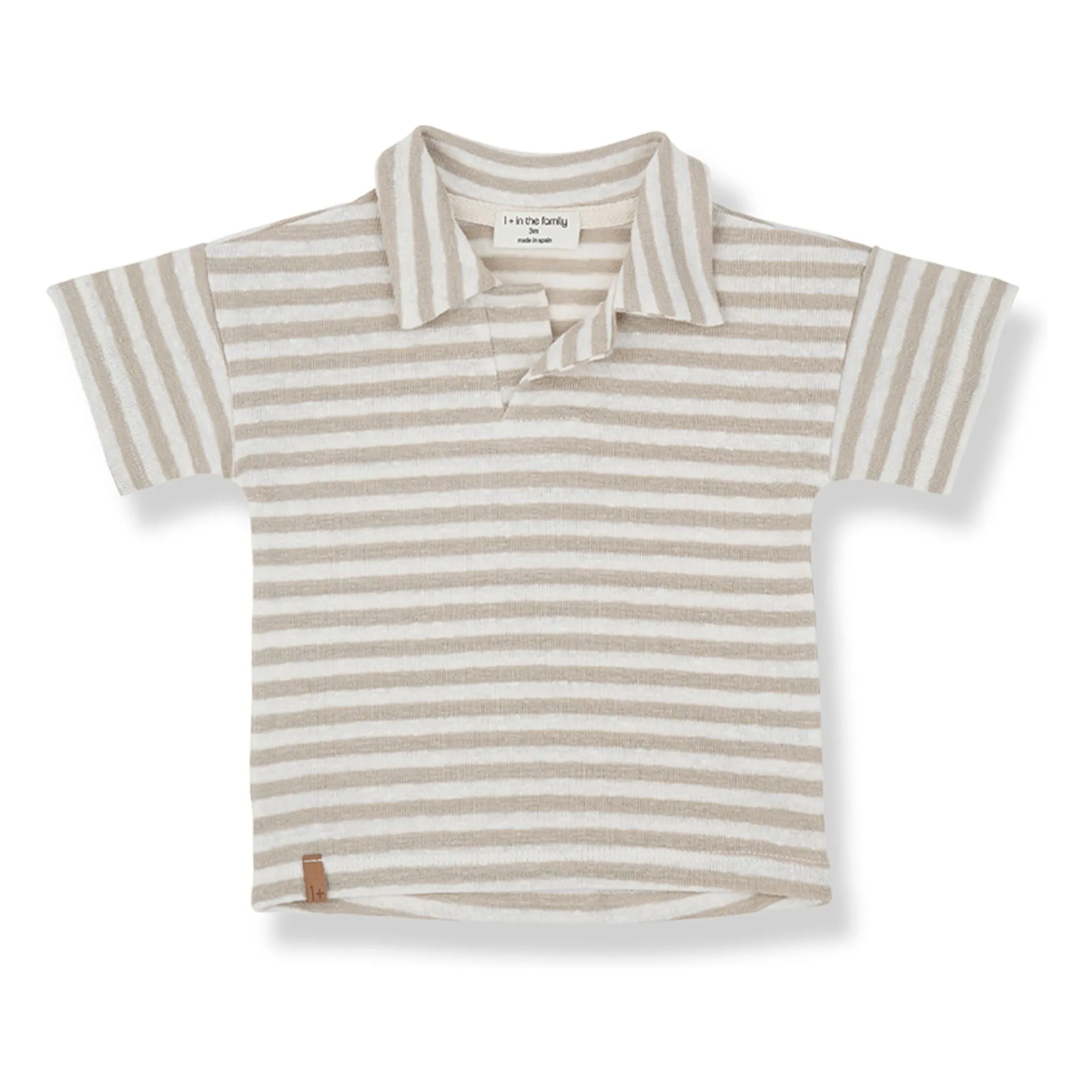 1+ In The Family Beige Borrassa Striped Polo Linen