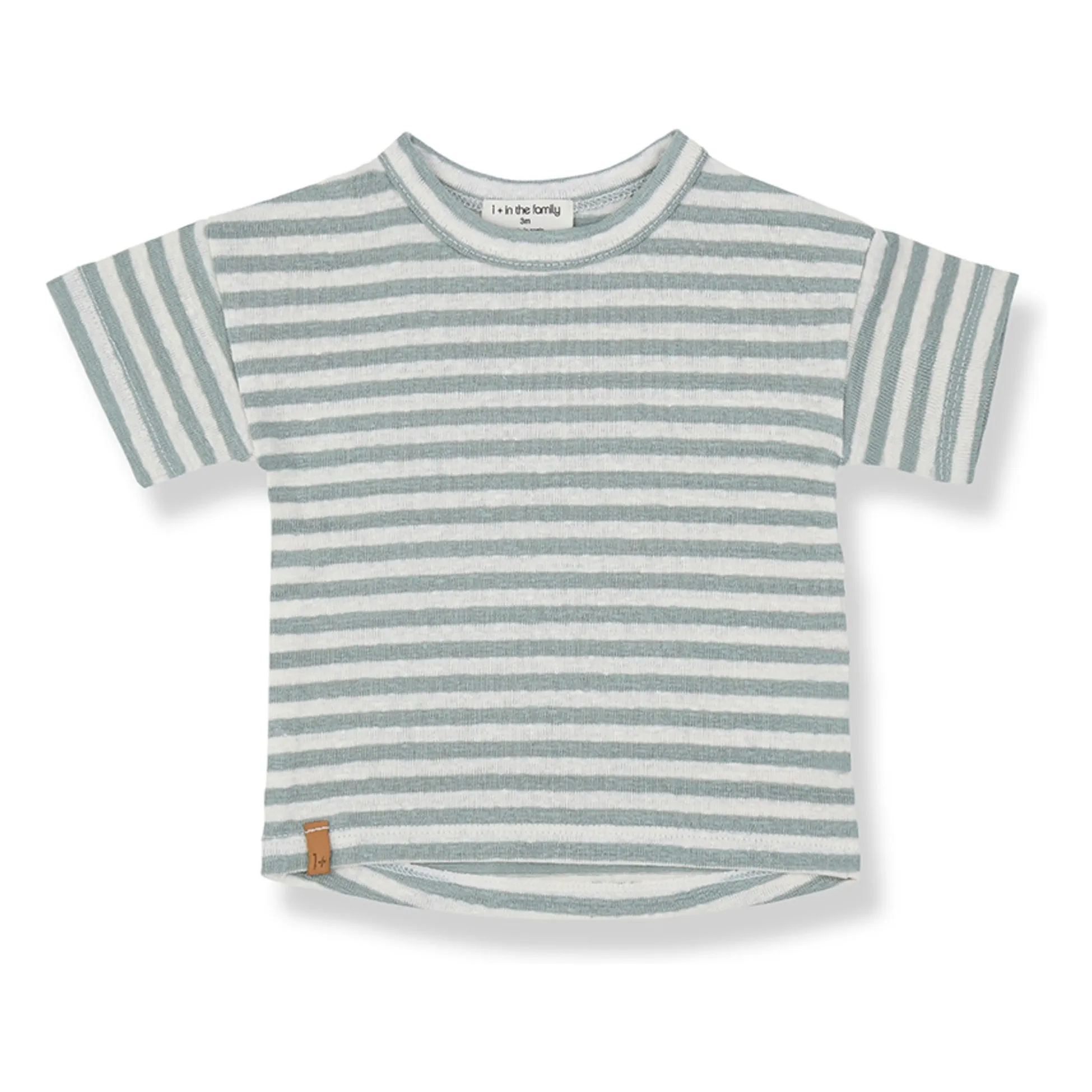 1+ In The Family Green Water Saus Striped Linen T-Shirt