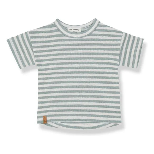 Camiseta de lino a rayas Saus | Verde agua