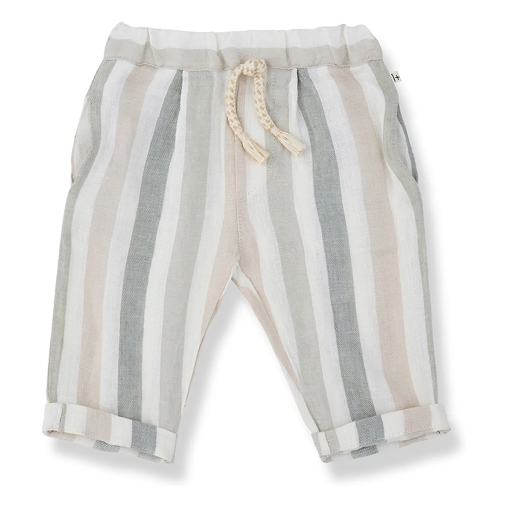 1+ In The Family Ecru Regencos Striped Linen Trousers