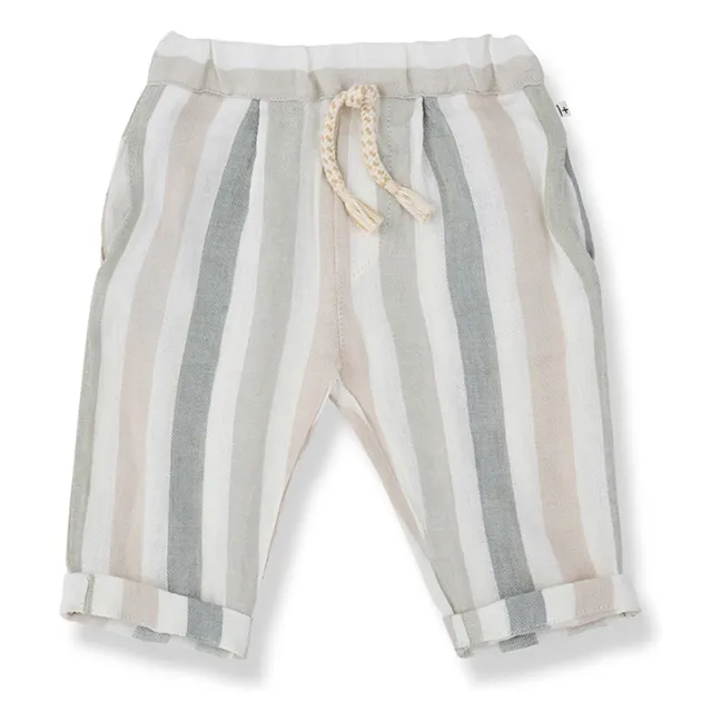 Pantalon Regencos Rayé Lin | Ecru