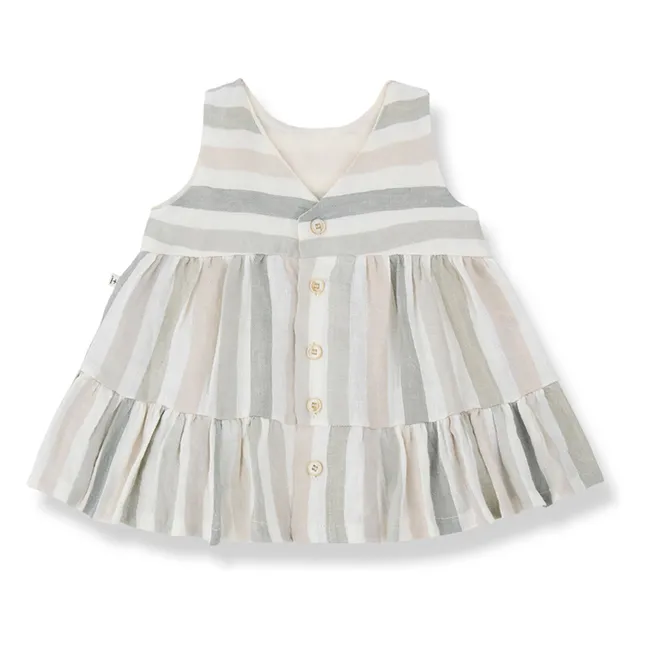 Vestido de rayas de lino Calonge | Crudo