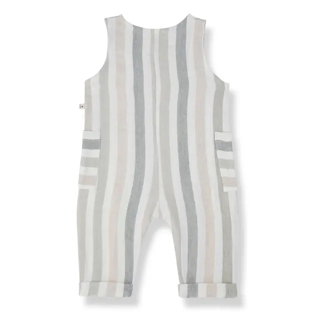 Mori Striped Linen Dungarees | Ecru