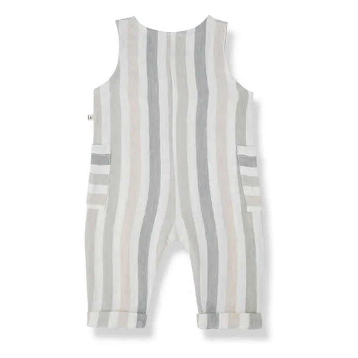 Mori Striped Linen Dungarees | Ecru- Product image n°3