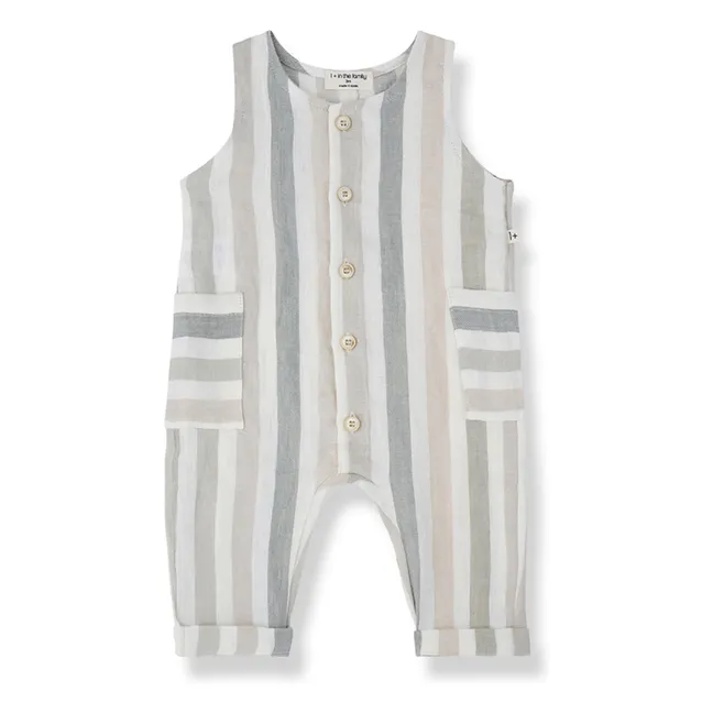Mori Striped Linen Dungarees | Ecru