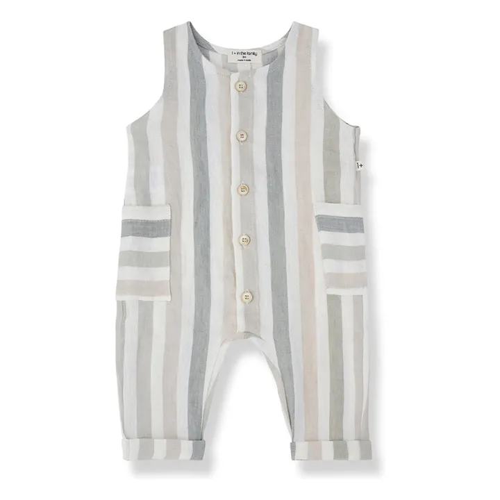 Mori Striped Linen Dungarees | Ecru- Product image n°0