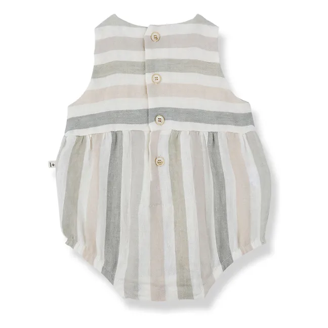 Barboteuse Blanes Rayée Lin | Ecru