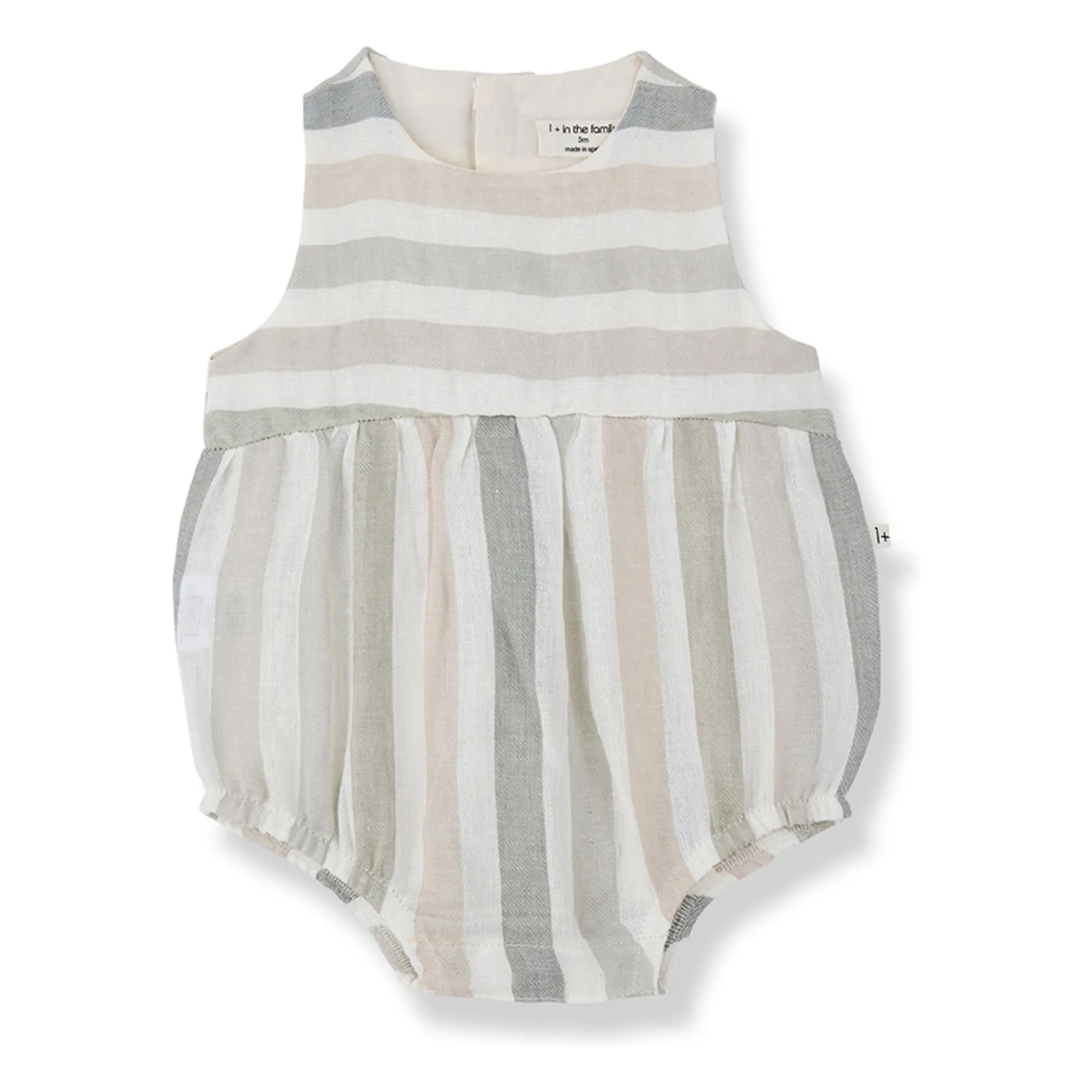 1+ In The Family Ecru Blanes Striped Linen Romper