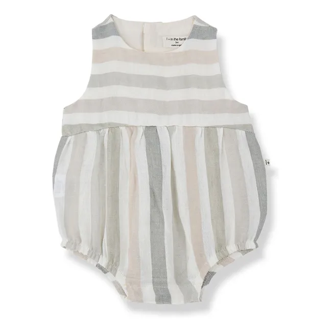 Pelele de lino a rayas Blanes | Crudo