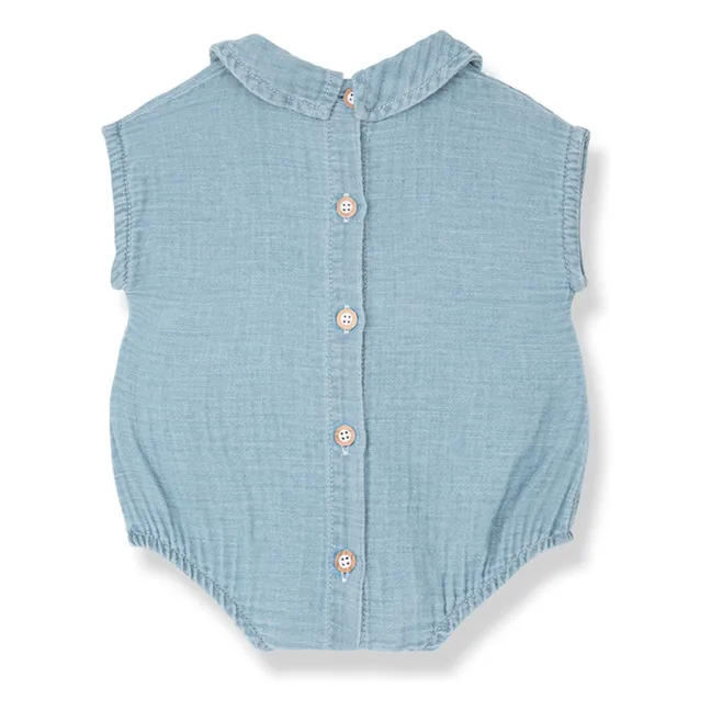 Barboteuse Denim Col Claudine Zacinto | Bleu Clair