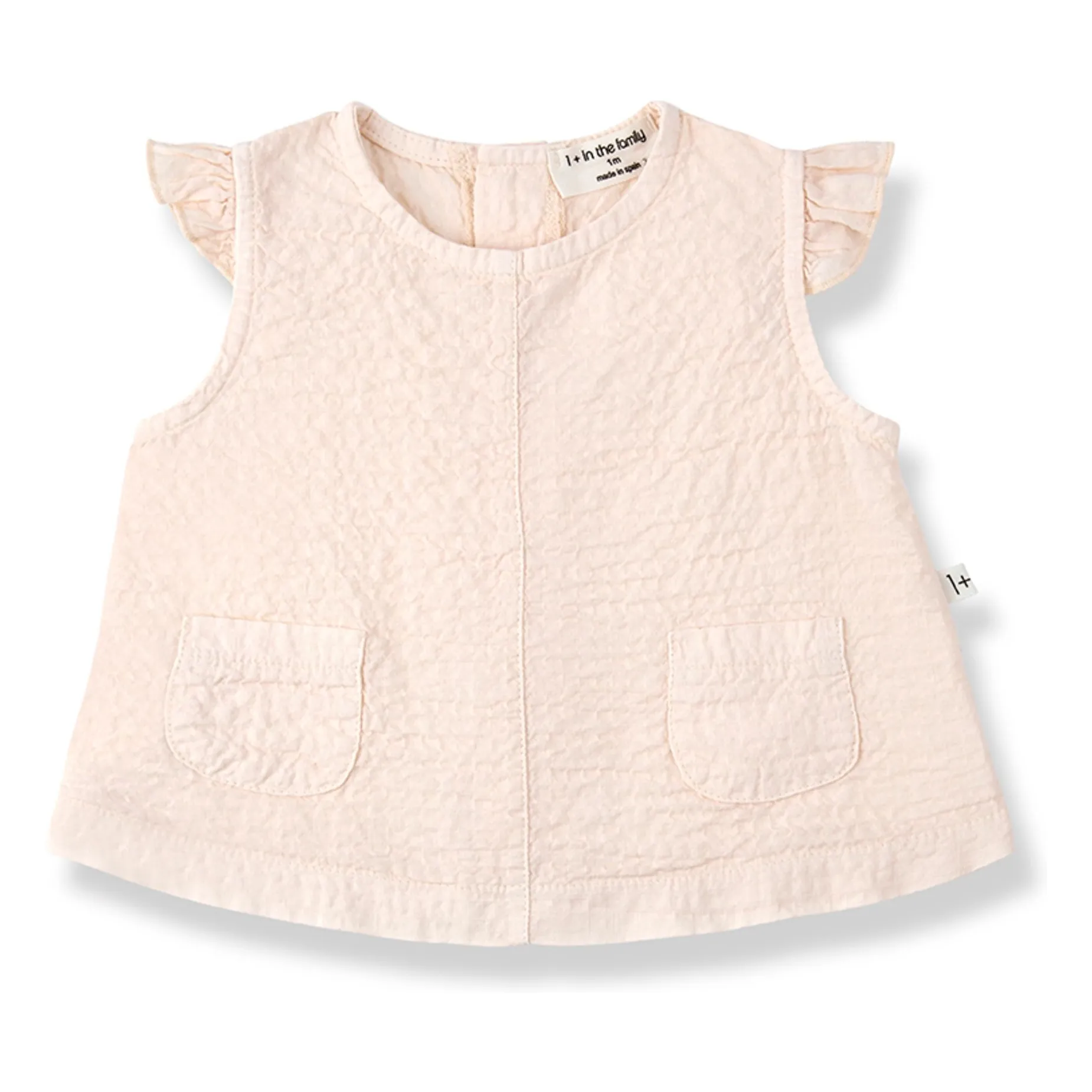 1+ In The Family Beige Pink Apolonia Seersucker Blouse And Bloomer Set