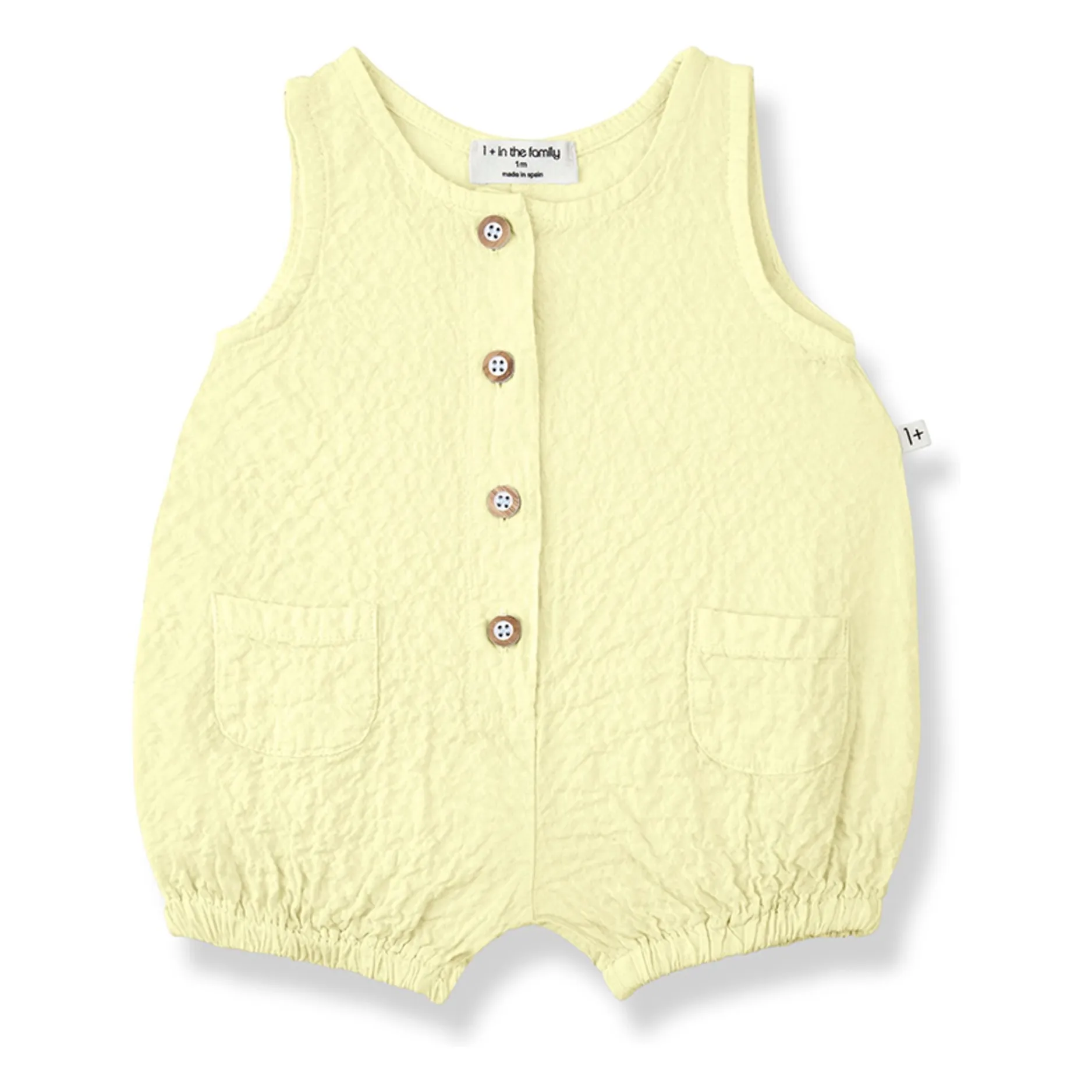 1+ In The Family Pale Yellow Etolia Seersucker Romper