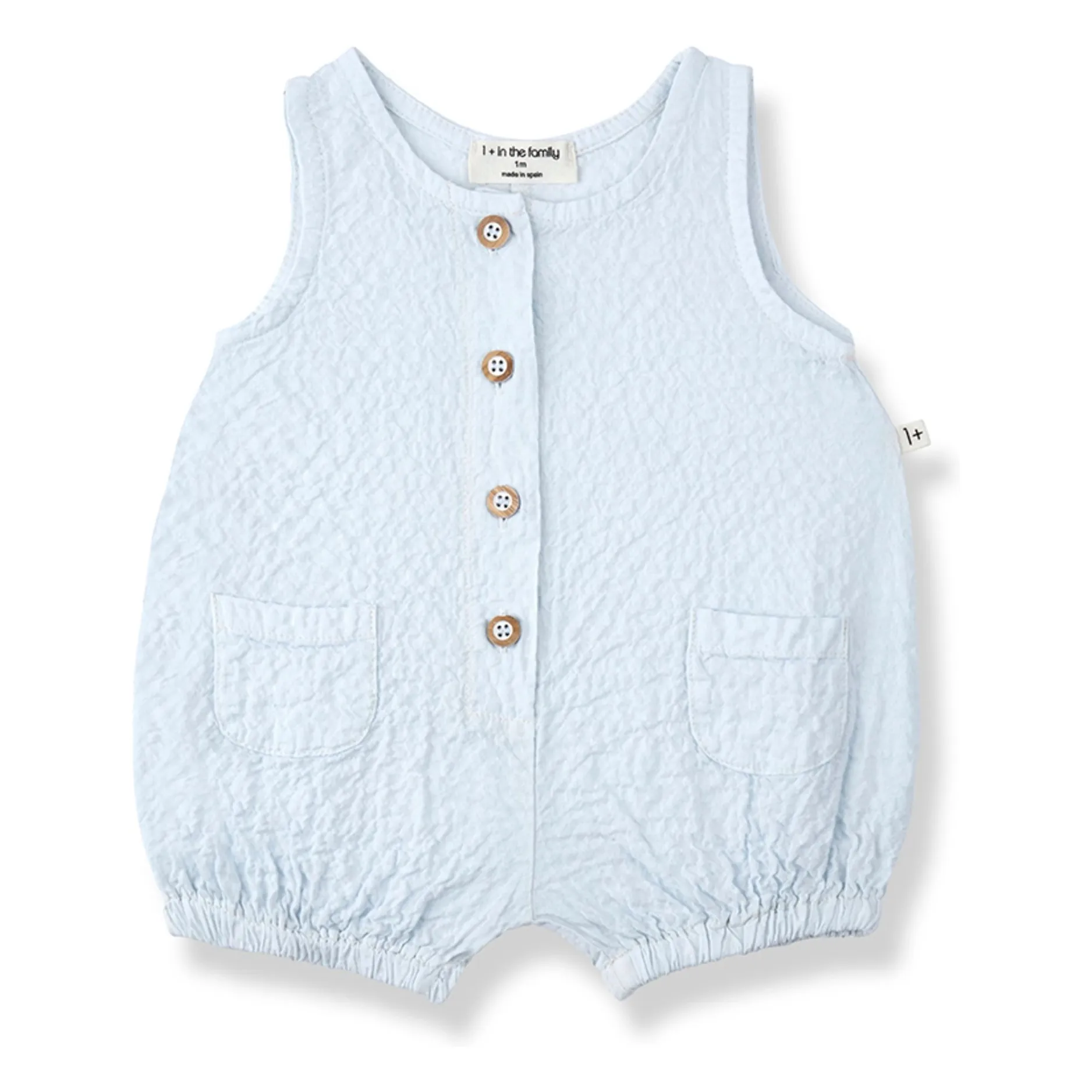 1+ In The Family Pale Blue Etolia Seersucker Romper