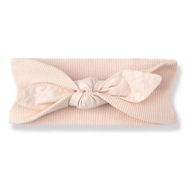 Cinta para el pelo Noa Knot Seersucker | Beige rosado