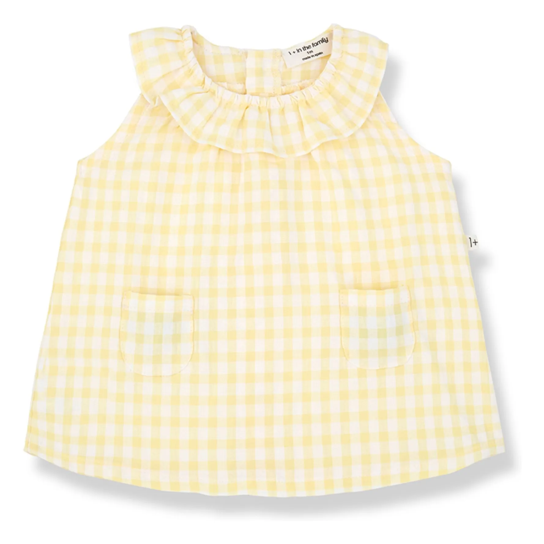1+ In The Family Pale Yellow Ambracia Vichy Seersucker Dress
