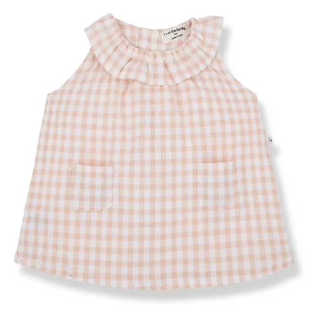Vestido Ambracia Vichy Seersucker | Beige rosado