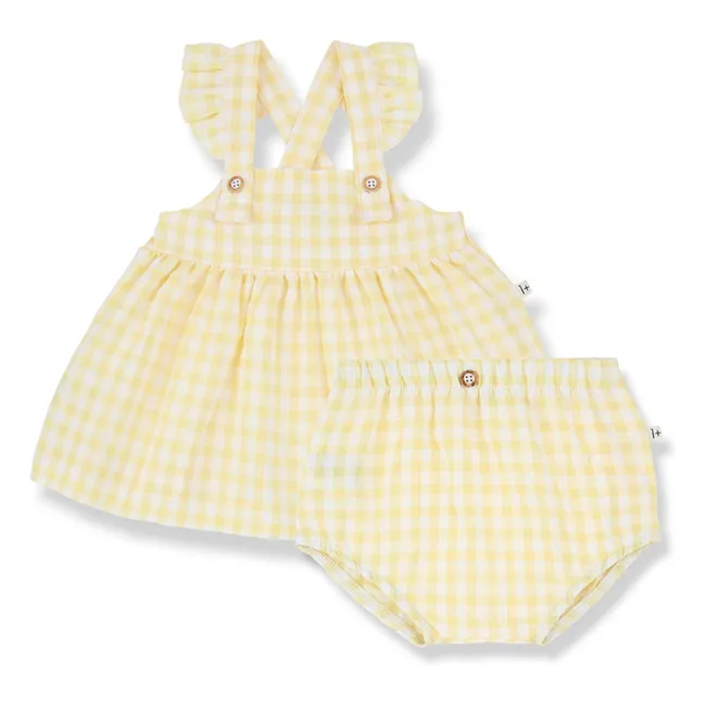 Rodhes Vichy Seersucker Dress and Bloomer Set | Pale yellow