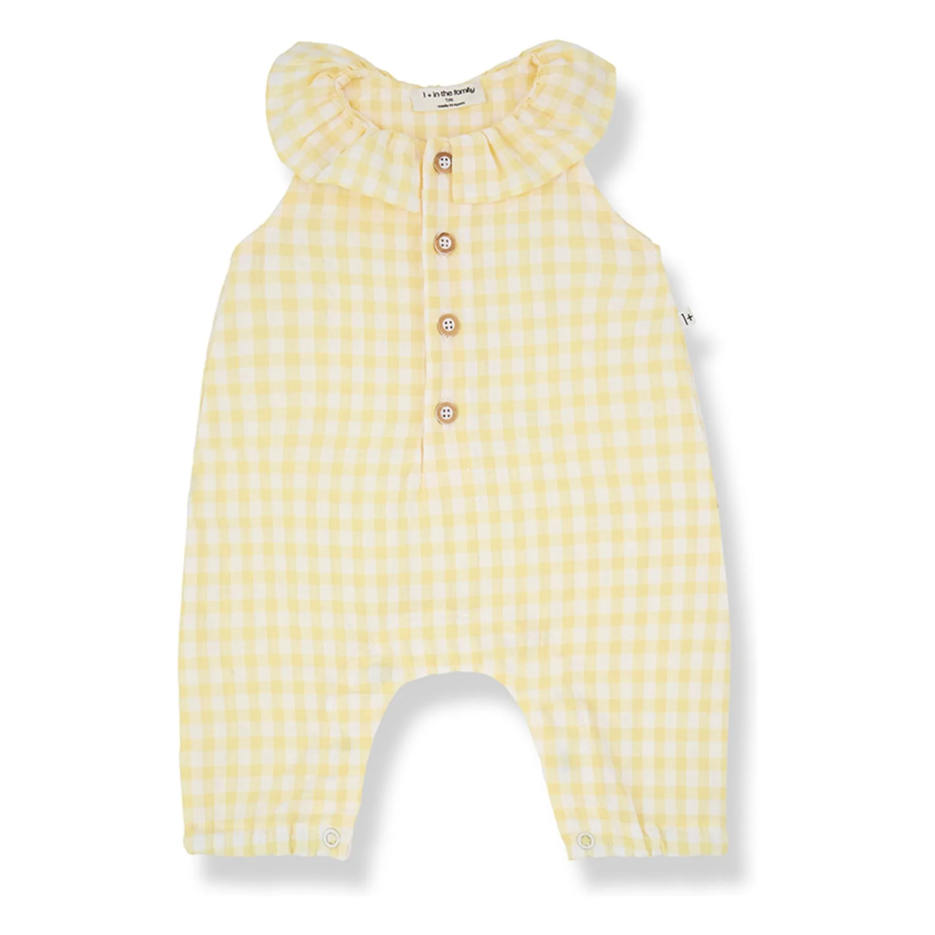 1+ In The Family Pale Yellow Egina Vichy Seersucker Jumpsuit