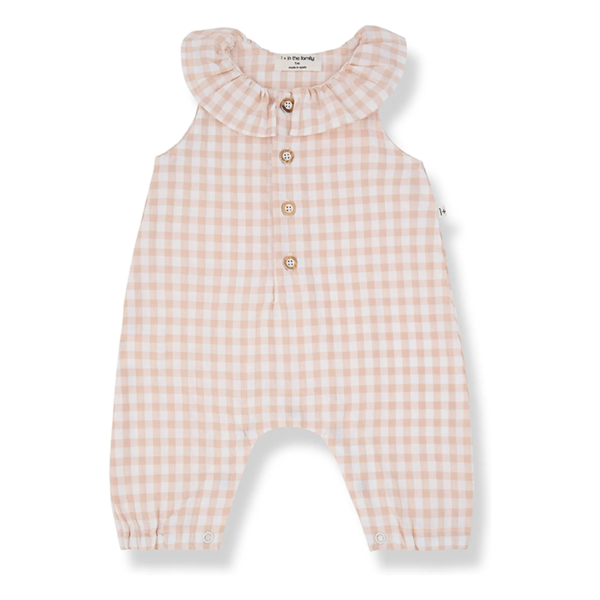 1+ In The Family Beige Pink Egina Vichy Seersucker Jumpsuit