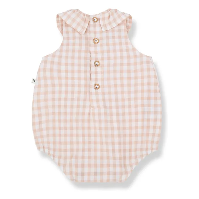 Pelele Corfu Vichy Seersucker | Beige rosado